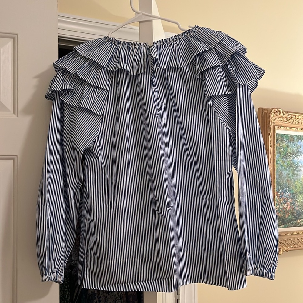 J. Crew Blue Ruffled Blouse - Picture 4 of 4